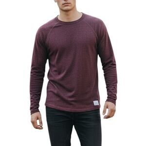 Adam Levine Men's Long Sleeve Top wRaw Hem Cranberry Black, Size Small - NEW